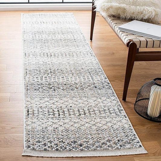 SAFAVIEH Sedona Collection Runner Rug - 2'4" x 9', Ivory & Grey, Moroccan Boho Tribal Design, Non-Shedding & Easy Care, Ideal for High Traffic Areas in Living Room, Bedroom (SED819B)