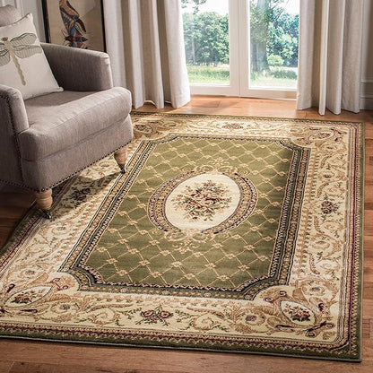 SAFAVIEH Lyndhurst Collection Accent Rug - 3'3" x 5'3", Sage & Ivory, Traditional European Design, Non-Shedding & Easy Care, Ideal for High Traffic Areas in Entryway, Living Room, Bedroom (LNH223A)