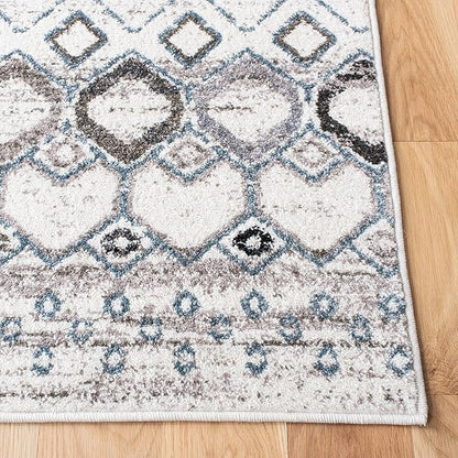 SAFAVIEH Amsterdam Collection Runner Rug - 2'3" x 8', Ivory & Grey, Moroccan Boho Design, Non-Shedding & Easy Care, Ideal for High Traffic Areas in Living Room, Bedroom (AMS108A)