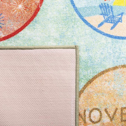 SAFAVIEH Kids Playhouse Collection Accent Rug - 3'3" x 5'3", Green & Blue, Non-Shedding Machine Washable & Slip Resistant Ideal for High Traffic Areas for Boys & Girls in Playroom, Bedroom (KPH256Y)