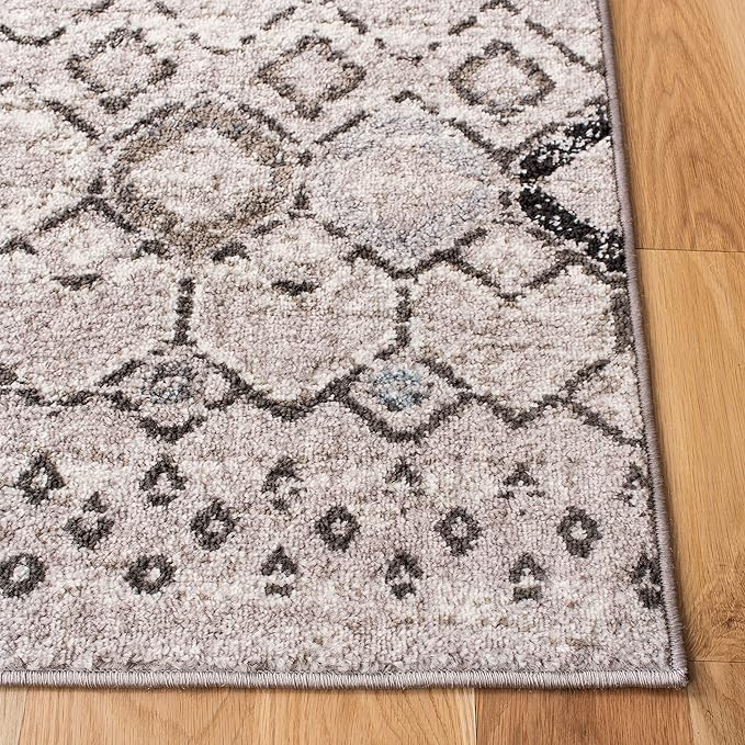 SAFAVIEH Amsterdam Collection Runner Rug - 2'3" x 6', Light Grey & Brown, Moroccan Boho Design, Non-Shedding & Easy Care, Ideal for High Traffic Areas in Living Room, Bedroom (AMS108F)