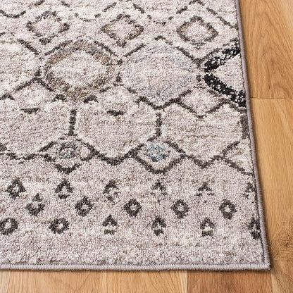 SAFAVIEH Amsterdam Collection Runner Rug - 2'3" x 14', Light Grey & Brown, Moroccan Boho Design, Non-Shedding & Easy Care, Ideal for High Traffic Areas in Living Room, Bedroom (AMS108F)