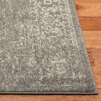 SAFAVIEH Evoke Collection 2'2" x 9' Silver / Ivory EVK256S Oriental Distressed Non-Shedding Living Room Entryway Foyer Hallway Bedroom Runner Rug