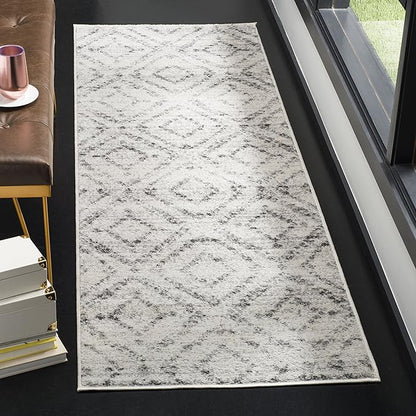 SAFAVIEH Adirondack Collection Runner Rug - 2'6" x 12', Light Grey & Grey, Modern Diamond Distressed Design, Non-Shedding & Easy Care, Ideal for High Traffic Areas in Living Room, Bedroom (ADR131C)