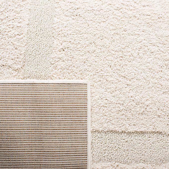 SAFAVIEH Florida Shag Collection Area Rug - 9'6" x 13', Creme & Creme, Border Design, Non-Shedding & Easy Care, 1.2-inch Thick Ideal for High Traffic Areas in Living Room, Bedroom (SG454-1111)