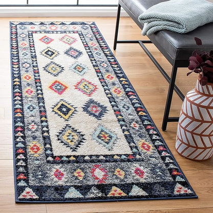 SAFAVIEH Adirondack Collection Runner Rug - 2'6" x 8', Ivory & Grey, Boho Tribal Design, Non-Shedding & Easy Care, Ideal for High Traffic Areas in Living Room, Bedroom (ADR270A)