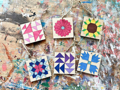 Maple Leaf Unfinished Barn Quilt Wooden Sign, Country Decor Canvas Quilts Blocks (12 inches, Bear Paw)