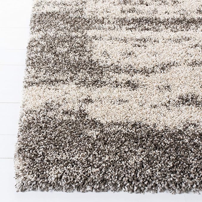 SAFAVIEH Hudson Shag Collection Area Rug - 9' x 12', Ivory & Grey, Abstract Design, Non-Shedding & Easy Care, 2-inch Thick Ideal for High Traffic Areas in Living Room, Bedroom (SGH203A)