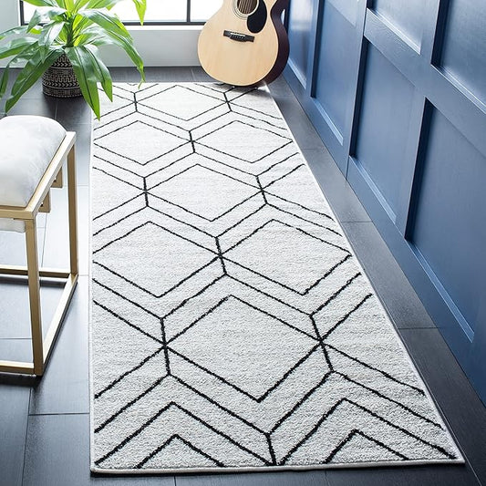 SAFAVIEH Adirondack Collection Runner Rug - 2'6" x 6', Ivory & Black, Modern Geometric Design, Non-Shedding & Easy Care, Ideal for High Traffic Areas in Living Room, Bedroom (ADR241A)