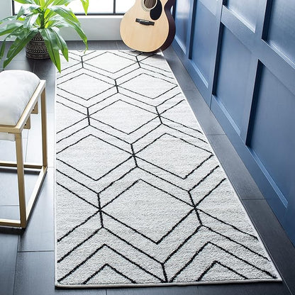 SAFAVIEH Adirondack Collection Runner Rug - 2'6" x 8', Ivory & Black, Modern Geometric Design, Non-Shedding & Easy Care, Ideal for High Traffic Areas in Living Room, Bedroom (ADR241A)