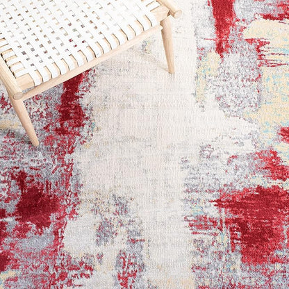 SAFAVIEH Jasper Collection Runner Rug - 2' x 8', Red & Ivory, Modern Abstract Design, Non-Shedding & Easy Care, Ideal for High Traffic Areas in Living Room, Bedroom (JSP101Q)