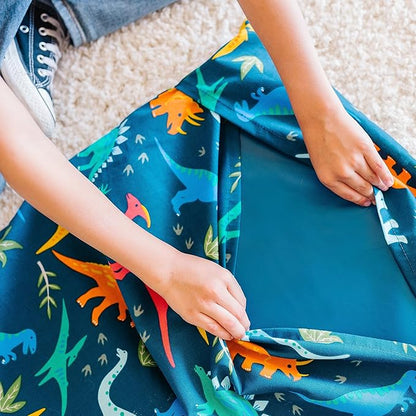 Wildkin Kids Nap Mat Cover for Boys & Girls, Sewn-in Flap Design Rest Mat Cover, Perfect for Preschool & Daycare, Fits our Vinyl Nap Mat up to 1.5 Inches Including Basic Sleep Mat (Jurassic Dinosaurs)