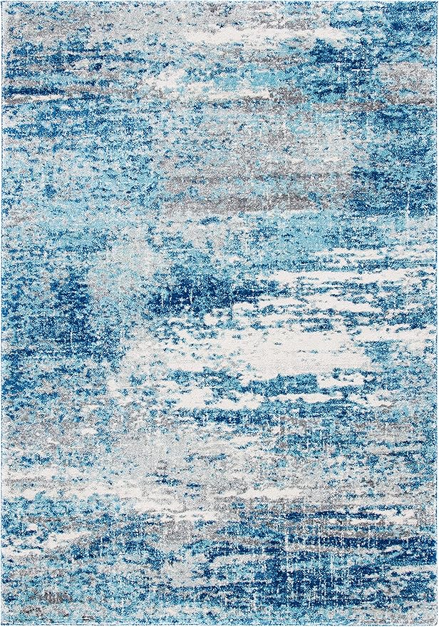 SAFAVIEH Evoke Collection 8' x 10' Light Blue/Grey EVK272M Modern Abstract Non-Shedding Living Room Dining Bedroom Area Rug