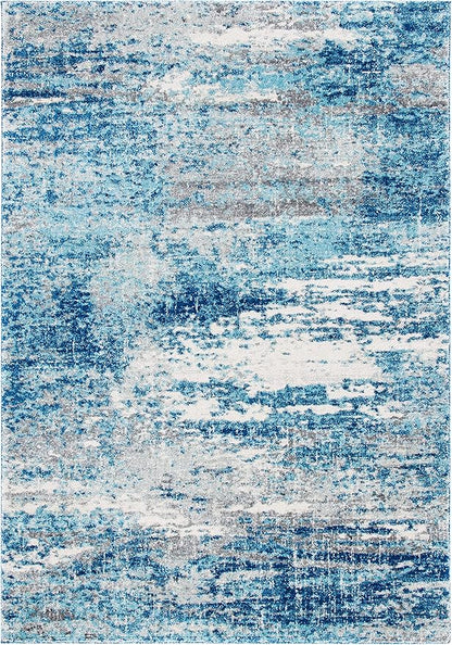 SAFAVIEH Evoke Collection Area Rug - 9' x 12', Light Blue & Grey, Modern Abstract Design, Non-Shedding & Easy Care, Ideal for High Traffic Areas in Living Room, Bedroom (EVK272M)
