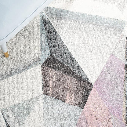 SAFAVIEH Porcello Collection Accent Rug - 2'7" x 5', Ivory & Pink, Modern Abstract Design, Non-Shedding & Easy Care, Ideal for High Traffic Areas in Entryway, Living Room, Bedroom (PRL6940A)