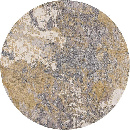 SAFAVIEH Madison Collection 6'7" Round Ivory/Grey MAD499A Modern Abstract Non-Shedding Dining Room Entryway Foyer Living Room Bedroom Area Rug