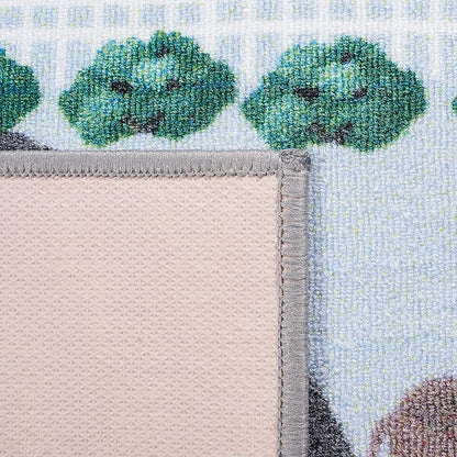 SAFAVIEH Kids Playhouse Collection Area Rug - 5' Square, Blue & Dark Grey, Non-Shedding Machine Washable & Slip Resistant Ideal for High Traffic Areas for Boys & Girls in Playroom (KPH235M)