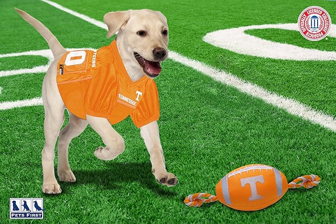 Pets First NCAA Tennessee Volunteers Football Dog Toy, Tough Quality Nylon Materials, Strong Pull Ropes, Inner Squeaker, Collegiate Team Color