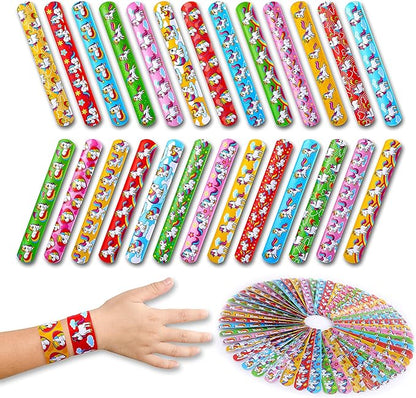 50-Piece Unicorn Slap Bracelets for Kids, Bulk Snap Wristbands, Bulk Toys Pinata Stuffers Party Favors for kids 8-12, Treasure Box Toys for classroom rewards, Classroom prizes, Birthday Party Favors