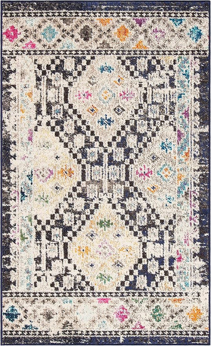 SAFAVIEH Madison Collection Accent Rug - 3' x 5', Black & Yellow, Boho Diamond Distressed Design, Non-Shedding & Easy Care, Ideal for High Traffic Areas in Entryway, Living Room, Bedroom (MAD418Z)