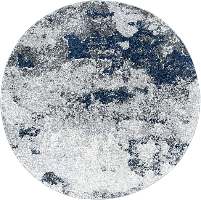 SAFAVIEH Adirondack Collection 4' Round Navy / Grey ADR134N Modern Abstract Non-Shedding Dining Room Entryway Foyer Living Room Bedroom Area Rug