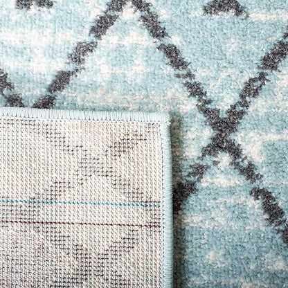 SAFAVIEH Amsterdam Collection Runner Rug - 2'3" x 8', Light Blue & Ivory, Moroccan Boho Design, Non-Shedding & Easy Care, Ideal for High Traffic Areas in Living Room, Bedroom (AMS115L)