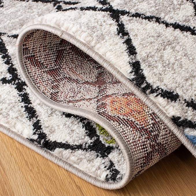 SAFAVIEH Amsterdam Collection Runner Rug - 2'3" x 8', Beige & Blue, Moroccan Boho Design, Non-Shedding & Easy Care, Ideal for High Traffic Areas in Living Room, Bedroom (AMS115B)