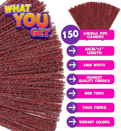 Blue Squid Pipe Cleaners Craft Chenille Stems - Chenille Cleaners, Pipe Cleaners, DIY Art & Craft Projects, Kids Fuzzy Sticks Crafts, Extra Long Pieces, Sparkle Crafting Colors