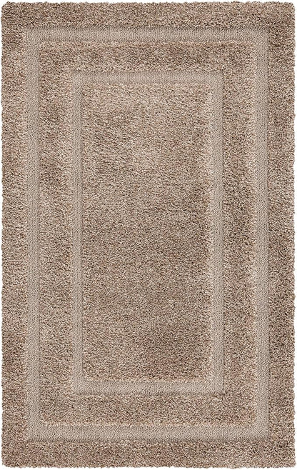 SAFAVIEH Florida Shag Collection Area Rug - 9'6" x 13', Beige & Beige, Border Design, Non-Shedding & Easy Care, 1.2-inch Thick Ideal for High Traffic Areas in Living Room, Bedroom (SG454-1313)