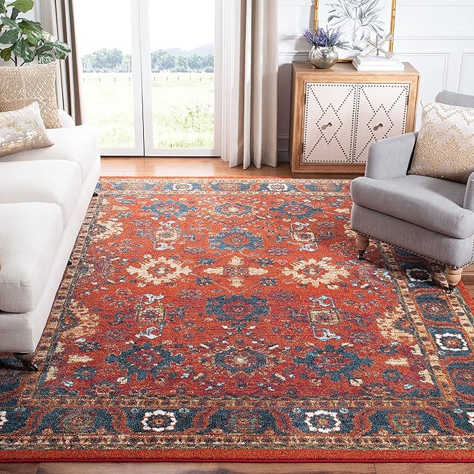 SAFAVIEH Vintage Hamadan Collection Area Rug - 5'3" x 7'6", Dark Grey & Ivory, Oriental Persian Design, Non-Shedding & Easy Care, Ideal for High Traffic Areas in Living Room, Bedroom (VTH214M)