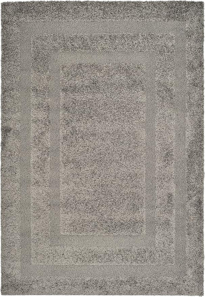 SAFAVIEH Florida Shag Collection Area Rug - 6' x 9', Grey & Grey, Border Design, Non-Shedding & Easy Care, 1.2-inch Thick Ideal for High Traffic Areas in Living Room, Bedroom (SG454-8080)