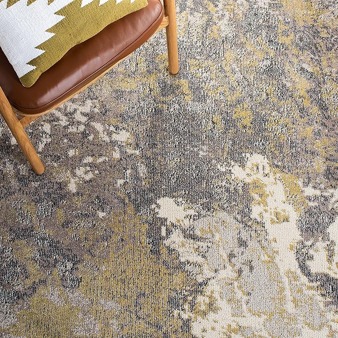 SAFAVIEH Madison Collection 6'7" Square Ivory/Grey MAD499A Modern Abstract Non-Shedding Living Room Bedroom Dining Home Office Area Rug