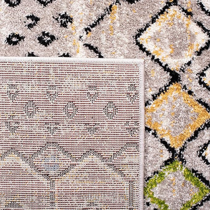 SAFAVIEH Amsterdam Collection Runner Rug - 2'3" x 22', Light Grey & Multi, Moroccan Boho Design, Non-Shedding & Easy Care, Ideal for High Traffic Areas in Living Room, Bedroom (AMS108G)