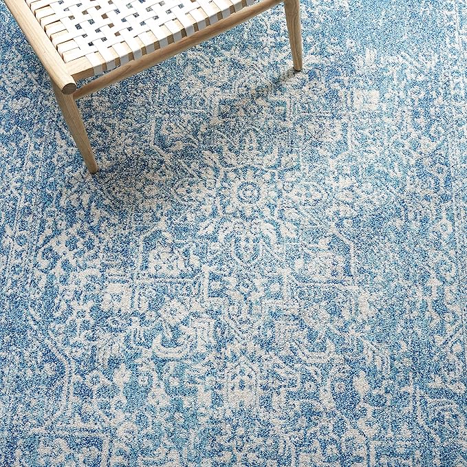 SAFAVIEH Evoke Collection 2'2" x 11' Blue/Ivory EVK256C Oriental Distressed Non-Shedding Living Room Bedroom Runner Rug