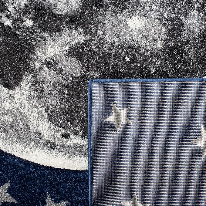 SAFAVIEH Carousel Kids Collection Accent Rug - 4' x 6', Navy & Grey, Non-Shedding & Easy Care, Ideal for High Traffic Areas for Boys & Girls in Playroom, Nursery, Bedroom (CRK135N)