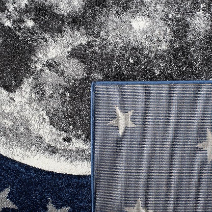 SAFAVIEH Carousel Kids Collection Runner Rug - 2'3" x 12', Navy & Grey, Non-Shedding & Easy Care, Ideal for High Traffic Areas for Boys & Girls in Playroom, Nursery, Bedroom (CRK135N)