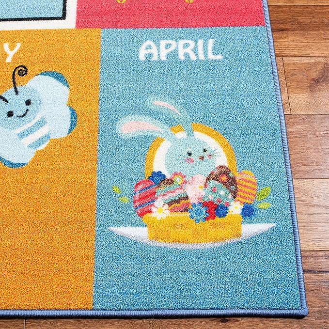 SAFAVIEH Kids Playhouse Collection Area Rug - 5'5" x 7'7", Blue & Green, Non-Shedding Machine Washable & Slip Resistant Ideal for High Traffic Areas for Boys & Girls in Playroom, Bedroom (KPH224M)