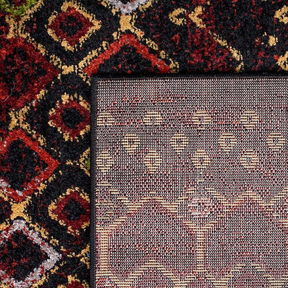 SAFAVIEH Amsterdam Collection Runner Rug - 2'3" x 12', Black & Multi, Moroccan Boho Design, Non-Shedding & Easy Care, Ideal for High Traffic Areas in Living Room, Bedroom (AMS108P)