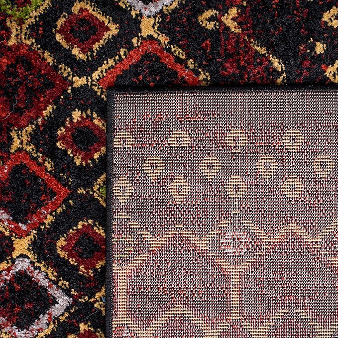 SAFAVIEH Amsterdam Collection Accent Rug - 2'3" x 4', Black & Multi, Moroccan Boho Design, Non-Shedding & Easy Care, Ideal for High Traffic Areas in Entryway, Living Room, Bedroom (AMS108P)