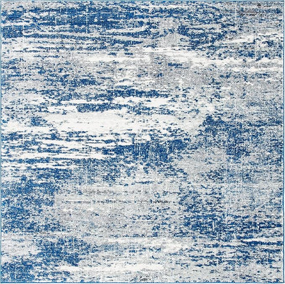 SAFAVIEH Evoke Collection 6'7" Square Dark Blue/Grey EVK272L Modern Abstract Non-Shedding Living Room Dining Bedroom Area Rug