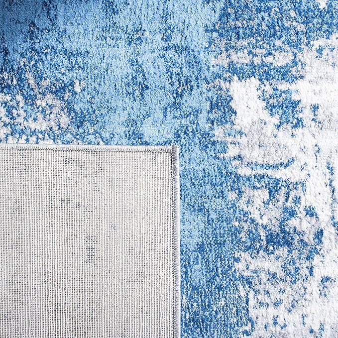 SAFAVIEH Jasper Collection Runner Rug - 2' x 8', Blue & Ivory, Modern Abstract Design, Non-Shedding & Easy Care, Ideal for High Traffic Areas in Living Room, Bedroom (JSP101M)